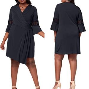 NWT NY Collection Navy Surplice Wrap Dress Size 1X